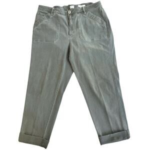 J Jill Olive High Rise Straight Leg Crop Jeans Size 18 Pull On Utility